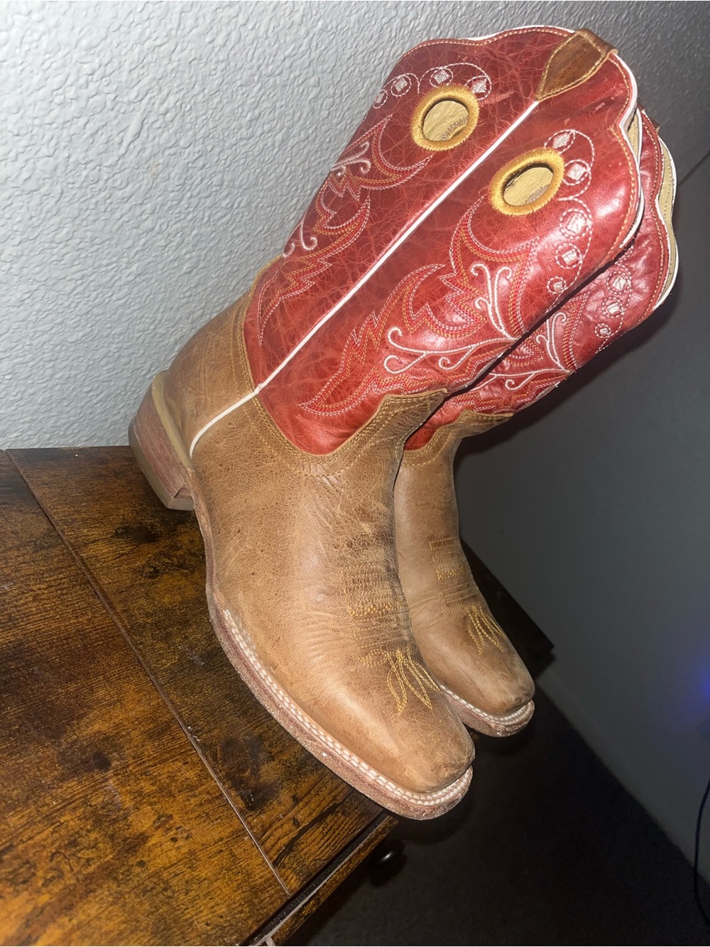 Arango Western Cowboy Boots - Brown & Red